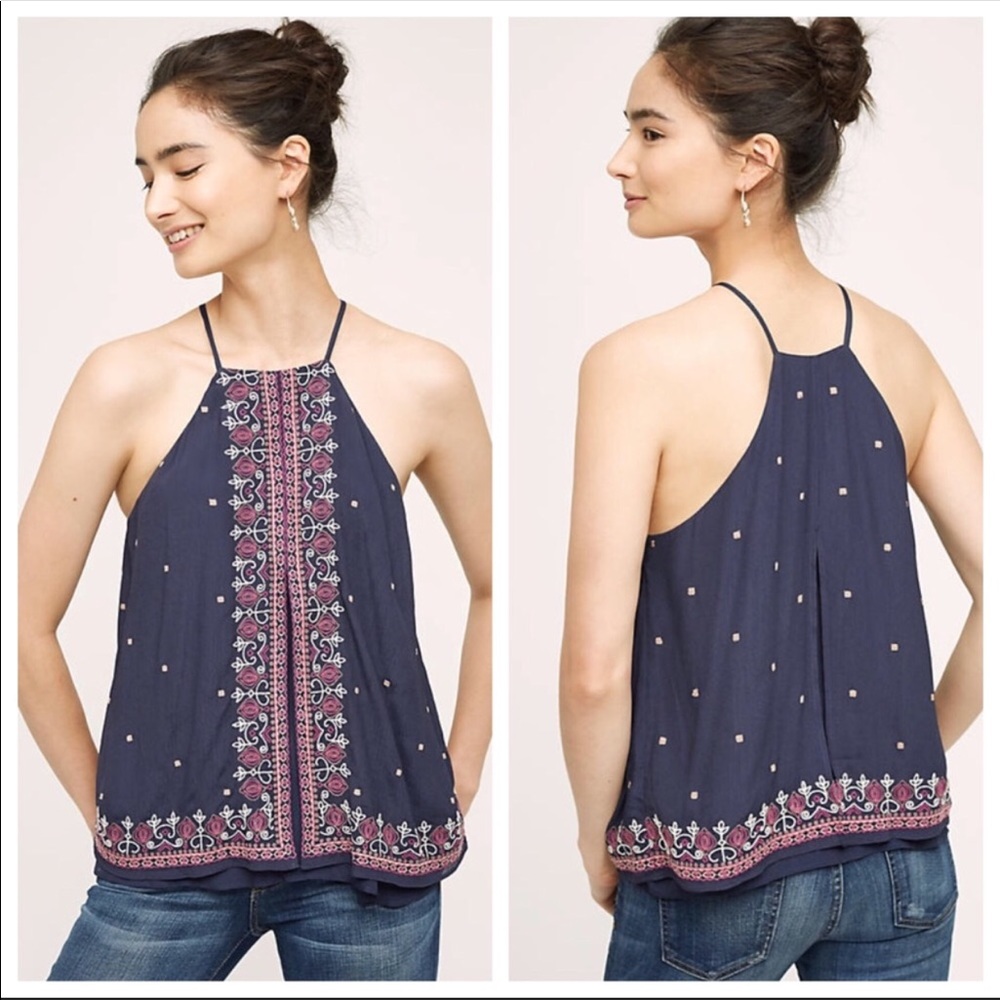 Floreat Anthropologie | Midnight Flower Swing Tank